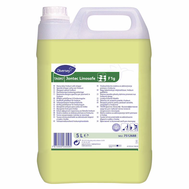 Diversey Taski Jontec Linosafe, 5L для безпечного видалення емульсій та захисних плівок з лінолеумних та інших твердих водостійких підлог.